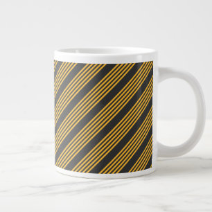 Caneca De Café Grande Amarelo ensolarado e carvão de cinco faixas