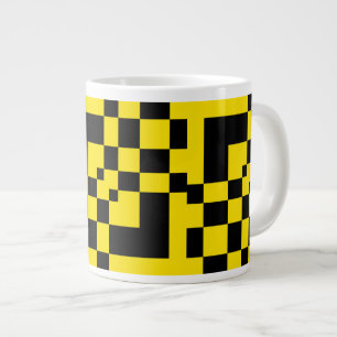 Caneca De Café Grande amarelo preto não xadrez mesa