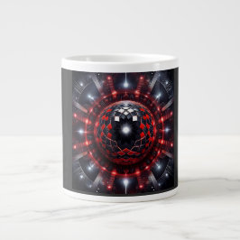 Caneca De Café Grande Amazing Red/Black Checkered Mandelbrot Starbursts