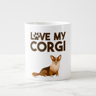 Caneca De Café Grande AME MEU CORGI com Ilustração de Cachorro