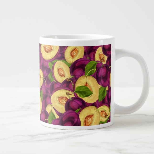 Caneca De Café Grande Ameixas de Aquarela (Direita)