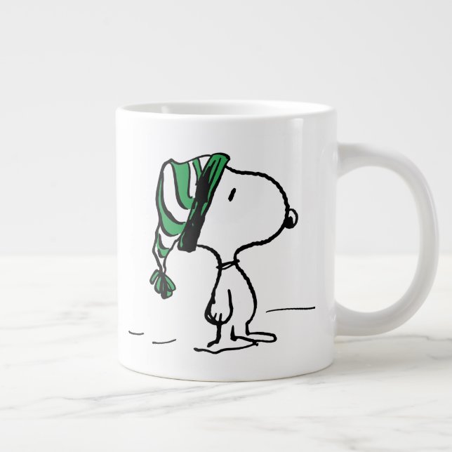 Caneca De Café Grande Amendoins | Boné de Neve Verde Snoopy (Direita)