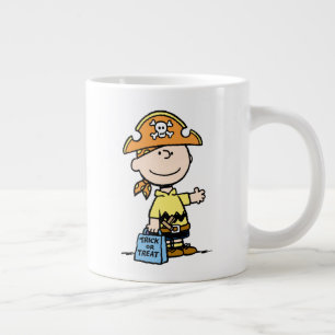 Caneca De Café Grande Amendoins Charlie Brown Pirata Halloween