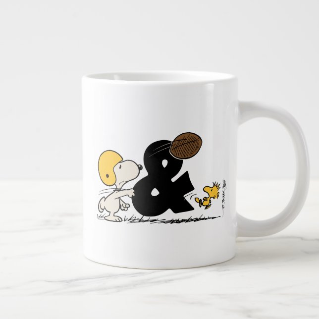 Caneca De Café Grande Amendoins | Futebol Snoopy & Woodstock (Direita)