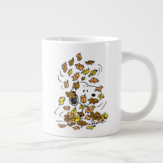 Caneca De Café Grande Amendoins | Pilha de Esnoopia de Folhas (Direita)
