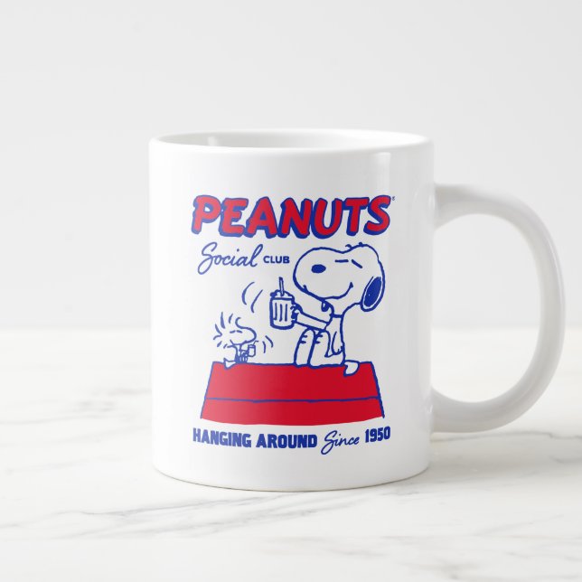 Caneca De Café Grande Amendoins | Snoopy & Woodstock pendurado (Direita)