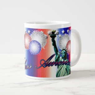Caneca De Café Grande América - Estrelas Patrióticas e Stripes Jumbo Mug
