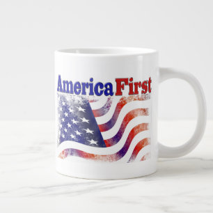 Caneca De Café Grande America First stars e distribui metade do texto