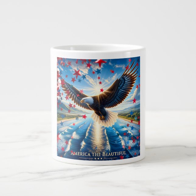 Caneca De Café Grande América, o lindo café Patriótico Bandeira da Águia (Frente)