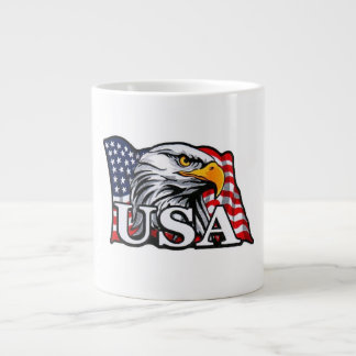 Caneca De Café Grande American Bald Eagle com bandeira dos EUA - Patriót