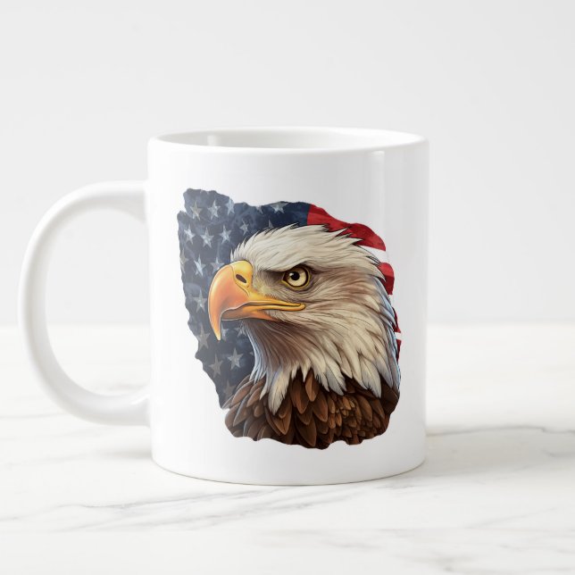 Caneca De Café Grande American Flag Bald Eagle (Esquerda)