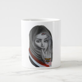 Caneca De Café Grande American Girl with Yemeni Roots – Yemen Flag
