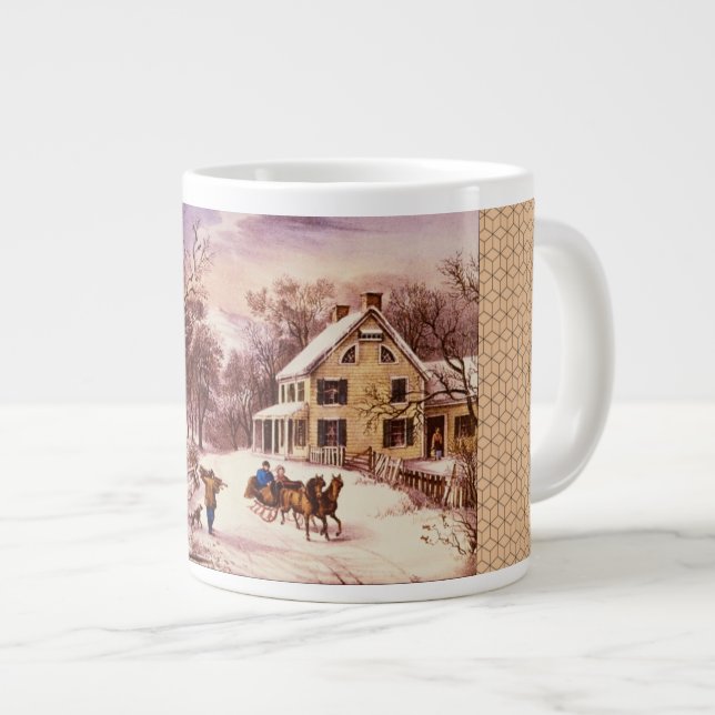 Caneca De Café Grande American Homestead Winter Specialty Mug (Frente Esquerda)