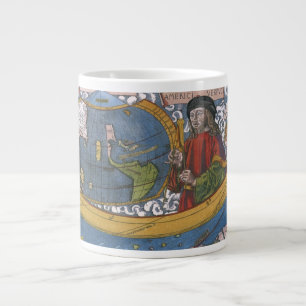 Caneca De Café Grande Amerigo Vespucci Explorer em um mapa das Américas