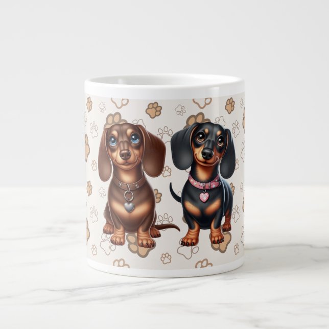 Caneca De Café Grande Amigos bonitos de dachshund (Frente)