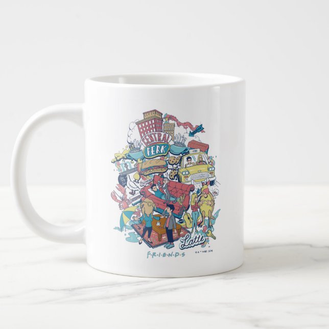 Caneca De Café Grande AMIGOS™ | Colagem de Cartoons (Esquerda)