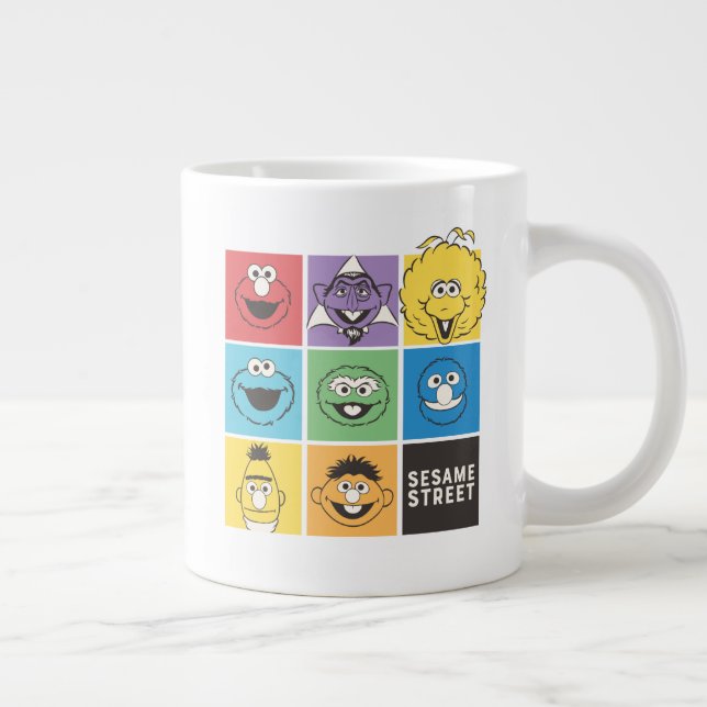 Caneca De Café Grande Amigos da Rua Sésamo | Blocos de Cores (Direita)