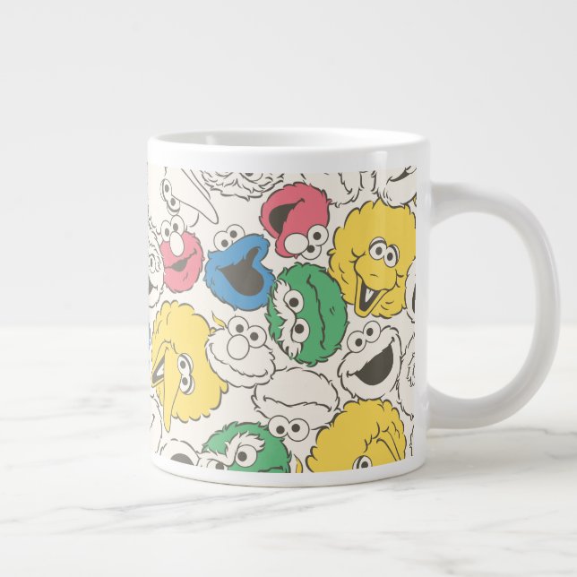 Caneca De Café Grande Amigos da Rua Sésamo | Padrão de Núcleo Cabeça Gra (Direita)