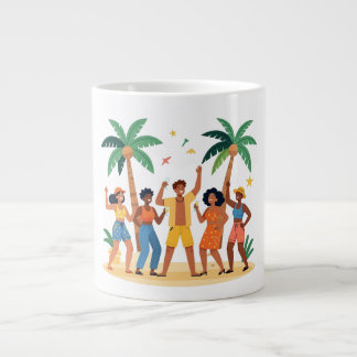 Caneca De Café Grande Amigos de Festa Tropical na Praia Celebração de Ve