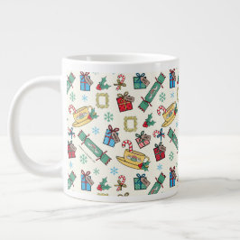 Caneca De Café Grande AMIGOS™ | Padrão de Ícone de Natal
