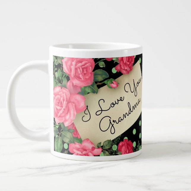 Caneca De Café Grande Amo Sua Avó Floral (Esquerda)