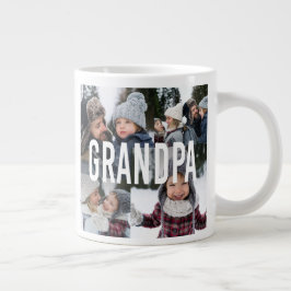 Caneca De Café Grande Amo-Te, Avô, Dia de os pais De Colagem Fotográfica