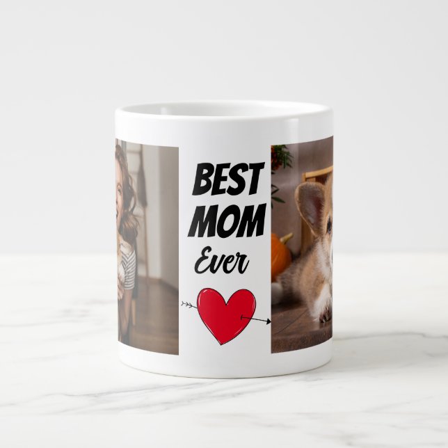 Caneca De Café Grande Amo-te Mãe. Personalizei duas fotos e texto para c (Frente)