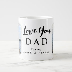 Caneca De Café Grande Amo Você Pai 2 Fotos e Nomes Personalizáveis