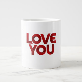 Caneca De Café Grande Amo Você – Tipografia Romântica em Negrito
