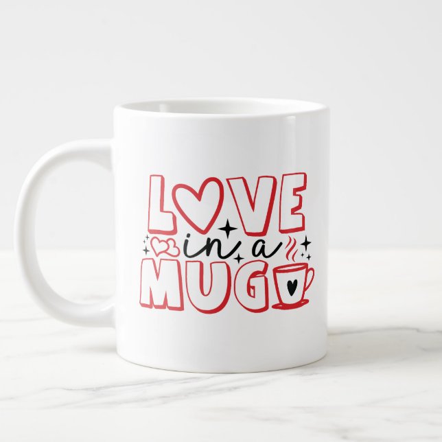 Caneca De Café Grande Amor a um Namorados Vermelho Mug (Esquerda)