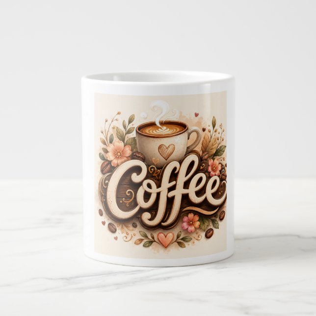 Caneca De Café Grande Amor Café Floral (Frente)