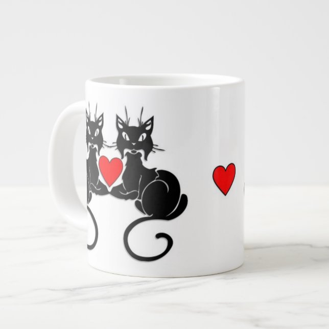 Caneca De Café Grande Amor de Gato Negro (Frente Esquerda)