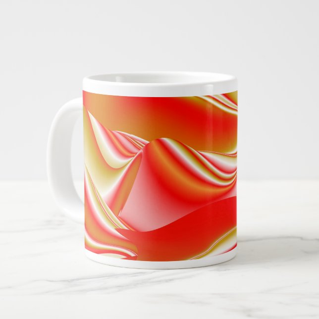 Caneca De Café Grande Amor e Abstrato 3D Rainbowart Dourado (Frente Esquerda)