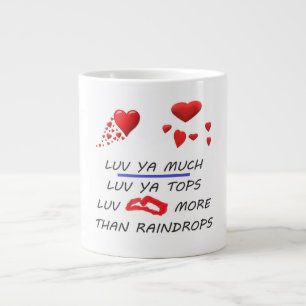 Caneca De Café Grande Amor e chuva poem vermelho e preto