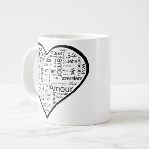 Caneca De Café Grande Amor em muitas línguas Coração