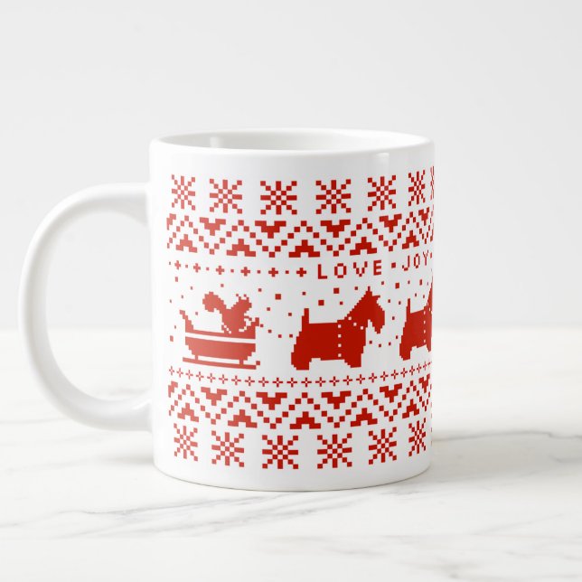 Caneca De Café Grande Amor Joy Peace Scotties Festivos Natal Cães (Esquerda)
