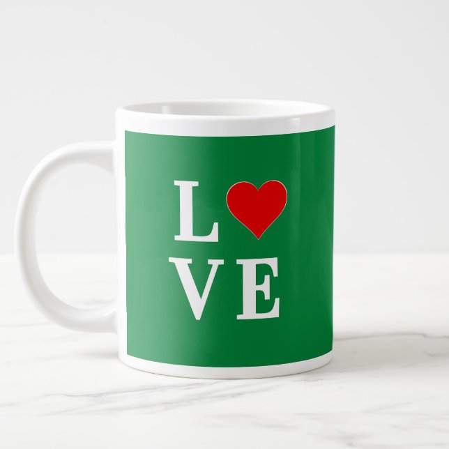 Caneca De Café Grande Amor Verde e Coração (Esquerda)