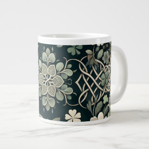 Caneca De Café Grande Amuleto Floral Trevo Celta