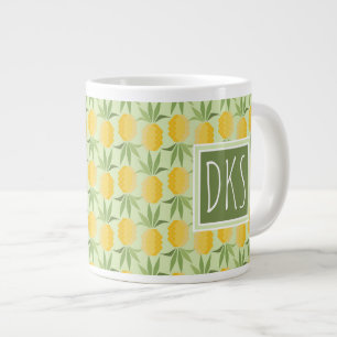 Caneca De Café Grande Ananases Retro Monograma