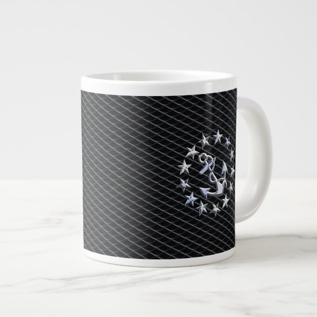 Caneca De Café Grande Anchor e Estrelas do Sinalizador Naval de Iate (Frente Esquerda)