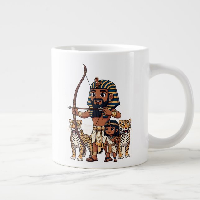 Caneca De Café Grande Ancient Egyptian Hunt with Leopards (Direita)