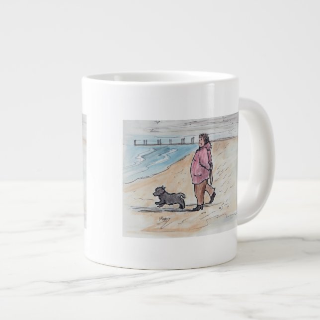 Caneca De Café Grande Andando o cão - 03 (Frente Esquerda)