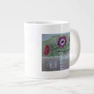 Caneca De Café Grande Anêmonas no jarro branco 2013