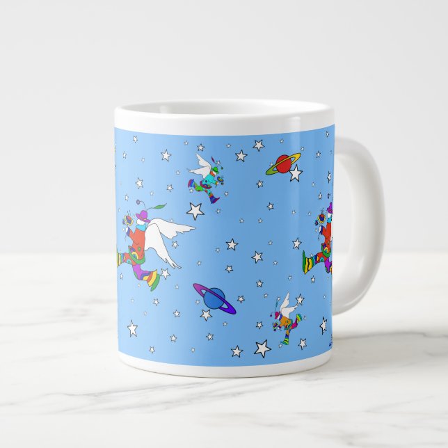Caneca De Café Grande Angel Dudes Starry Night (SkyBlue) (Frente Esquerda)
