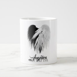 Caneca De Café Grande ÂNGULO ASAS CORAÇÃO Preto+Branco Apenas meio Mau