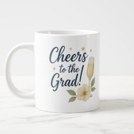 Caneca De Café Grande Animações para o Formando Sticker - Flor Branco e