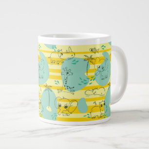 Caneca De Café Grande Animais brancos brincando com água 2