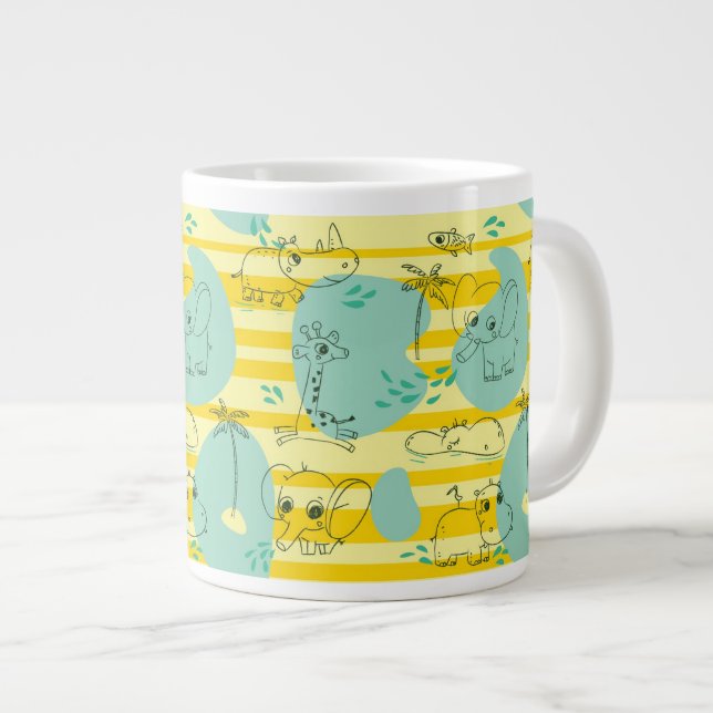 Caneca De Café Grande Animais brancos brincando com água 2 (Frente Esquerda)