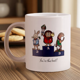 Caneca De Café Grande Animais da Floresta Você é o melhor! Arte do Pódio