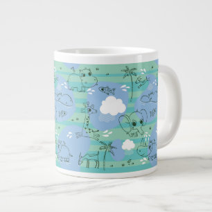 Caneca De Café Grande Animais de estimação brincando com água 3